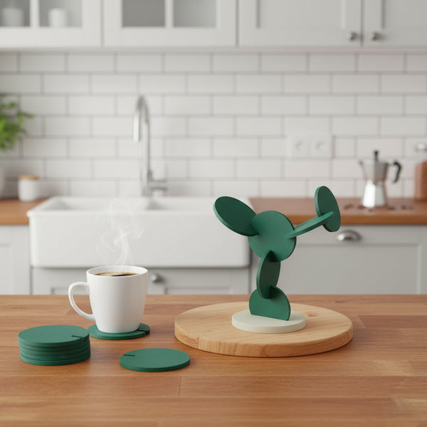 Cactus Coaster Set - Decorative Prickly Pear Plant & 6 Drink Coasters | Fun & Unique Home Decor